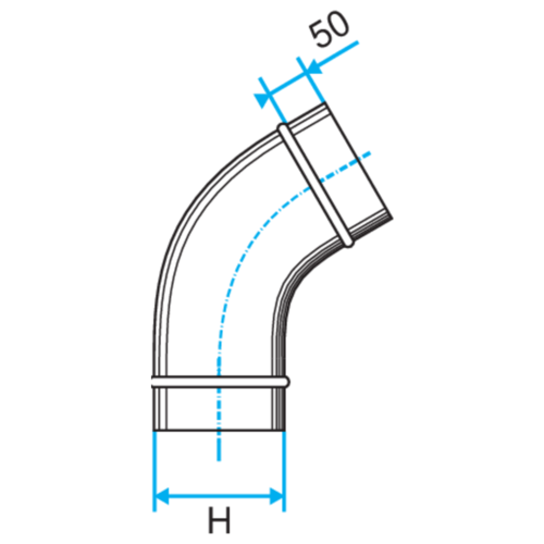 Oblong vertical elbow: CVO 45°