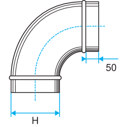 Oblong vertical elbow: CVO 90°