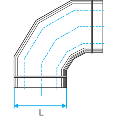 Oblong horizontal elbow: CHO 90°