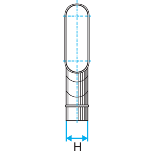 Oblong horizontal elbow: CHO 90°