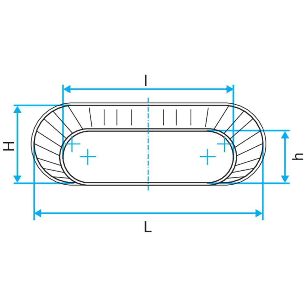 Oblong Tangent Reducer on flat duct section: ROTP - Oblong galvanised ...